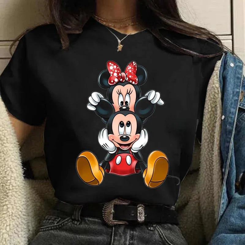 LVSANW Fashion Mickey Minnie Mouse Disney T-shirt Women's Clothing Summer Short Sleeves Tops Casual Kawaii T Shirts Clothes