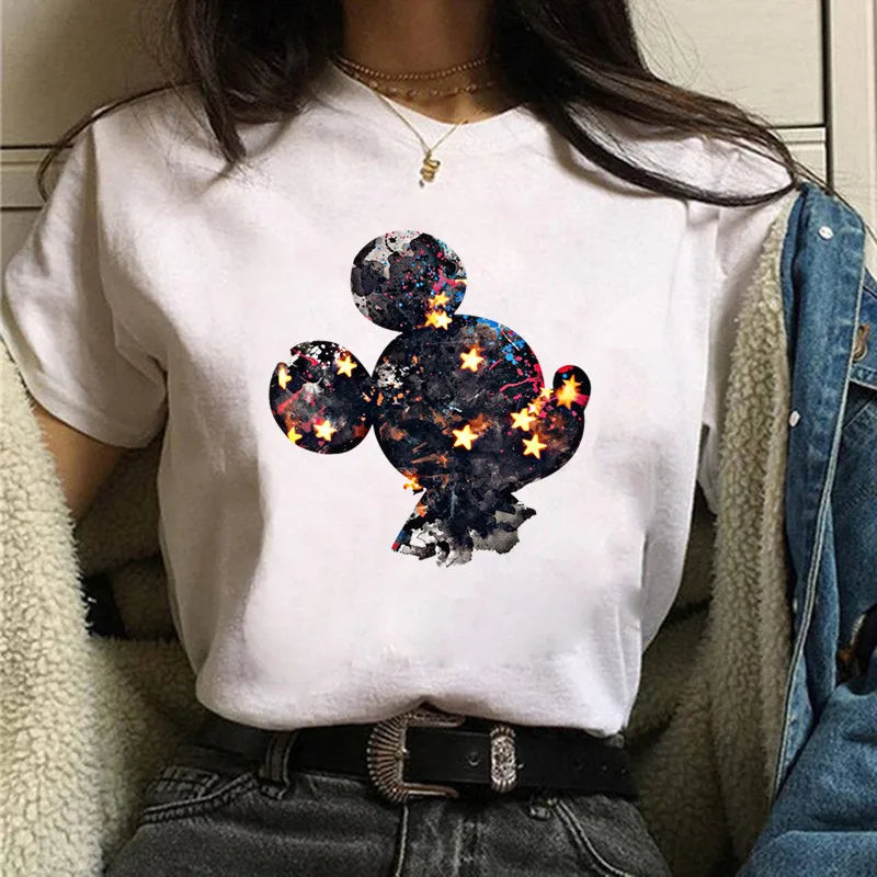 LVSANW Fashion Mickey Minnie Mouse Disney T-shirt Women's Clothing Summer Short Sleeves Tops Casual Kawaii T Shirts Clothes