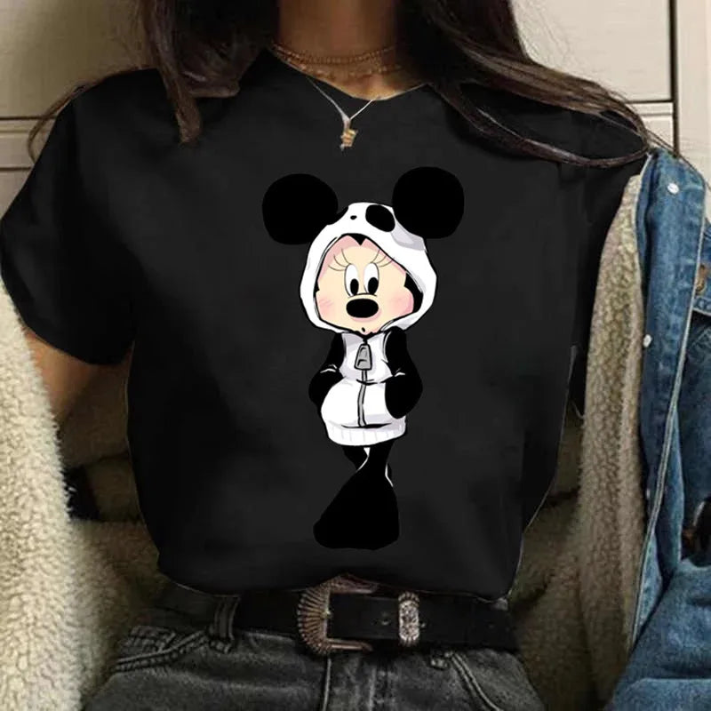 LVSANW Fashion Mickey Minnie Mouse Disney T-shirt Women's Clothing Summer Short Sleeves Tops Casual Kawaii T Shirts Clothes