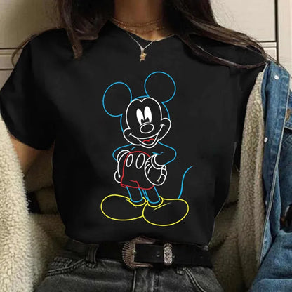 LVSANW Fashion Mickey Minnie Mouse Disney T-shirt Women's Clothing Summer Short Sleeves Tops Casual Kawaii T Shirts Clothes