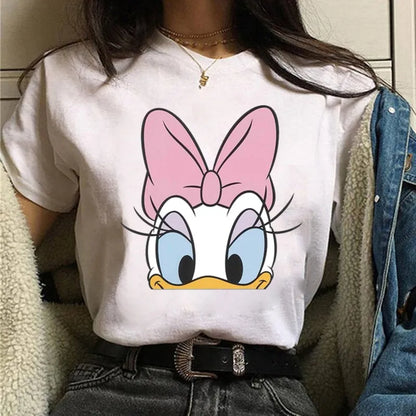 LVSANW Fashion Mickey Minnie Mouse Disney T-shirt Women's Clothing Summer Short Sleeves Tops Casual Kawaii T Shirts Clothes