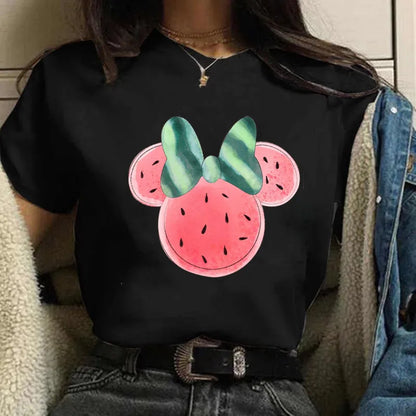 LVSANW Fashion Mickey Minnie Mouse Disney T-shirt Women's Clothing Summer Short Sleeves Tops Casual Kawaii T Shirts Clothes