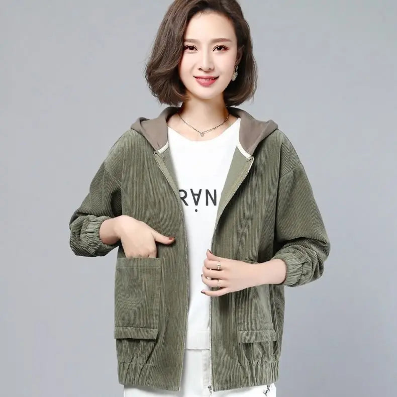 LVSANW Fashion  Women Corduroy Jacket Daily Casual Comfortable Loose Sweaters Long Sleeve Coat Ladies  Autumn Winter Clothes