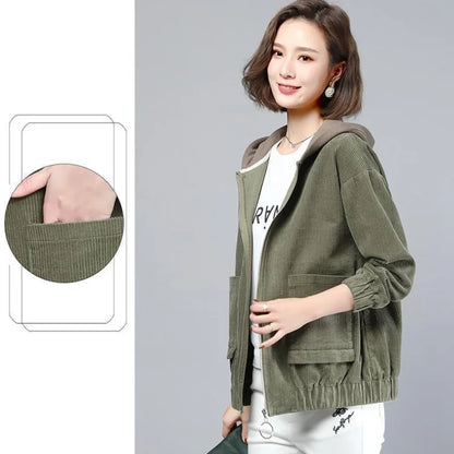 LVSANW Fashion  Women Corduroy Jacket Daily Casual Comfortable Loose Sweaters Long Sleeve Coat Ladies  Autumn Winter Clothes