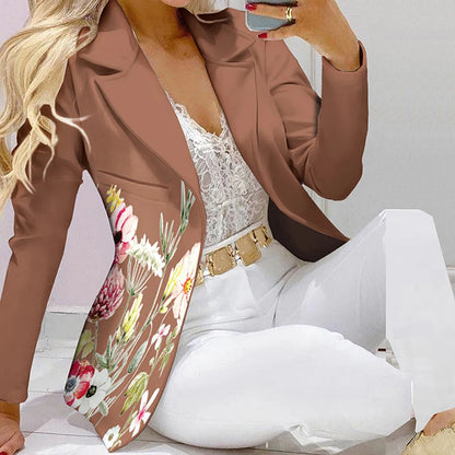 LVSANW Fashion Women Jacket + Pants 2 Piece Set Spring New Button Long Sleeve Turn-down Collar Print Suit Casual Blazer Versatile Set