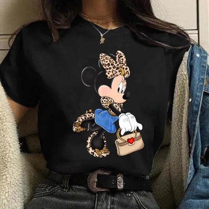 LVSANW Fashion y2k Minnie Mouse Disney T-shirt Women's Clothing Short Sleeve Tops Minnie Casual Kawaii T Shirts Clothes