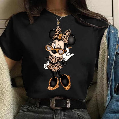 LVSANW Fashion y2k Minnie Mouse Disney T-shirt Women's Clothing Short Sleeve Tops Minnie Casual Kawaii T Shirts Clothes