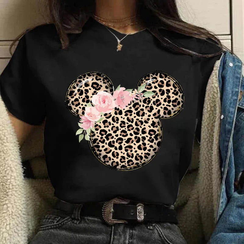 LVSANW Fashion y2k Minnie Mouse Disney T-shirt Women's Clothing Short Sleeve Tops Minnie Casual Kawaii T Shirts Clothes