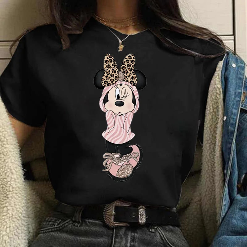 LVSANW Fashion y2k Minnie Mouse Disney T-shirt Women's Clothing Short Sleeve Tops Minnie Casual Kawaii T Shirts Clothes