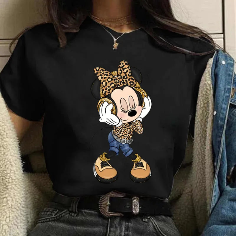 LVSANW Fashion y2k Minnie Mouse Disney T-shirt Women's Clothing Short Sleeve Tops Minnie Casual Kawaii T Shirts Clothes