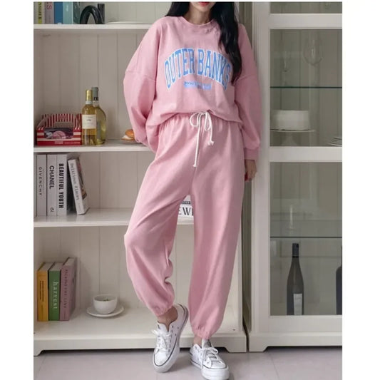 LVSANW Fashionable Loose-fit Casual Sweatshirt Matching Set Women's Sportswear Suit Spring Autumn 2024 New Style Age-reducing Clothing