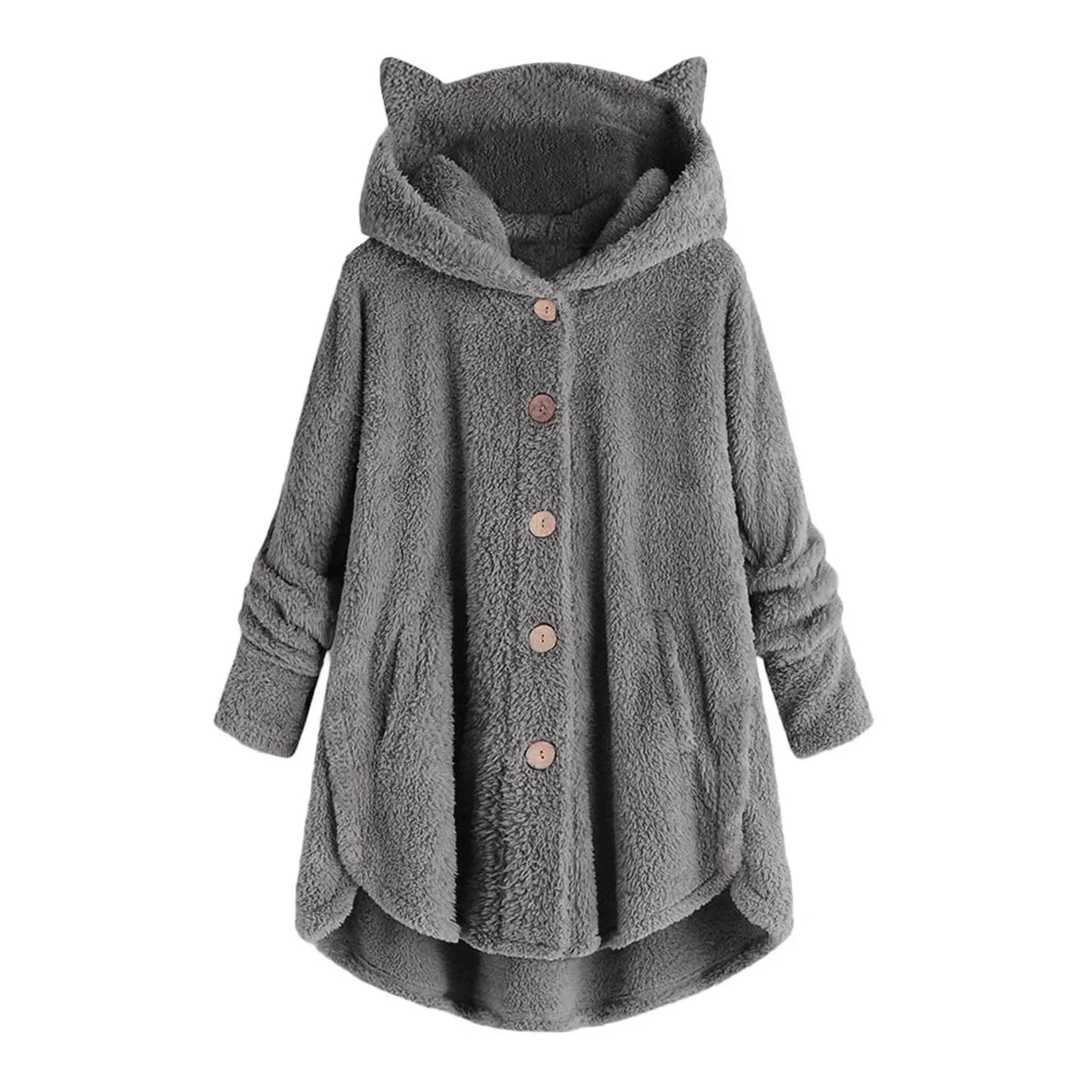 LVSANW Fashionable Women's Autumn/Winter Jacket EBay Amazon Plush Top European Style Buttoned Trendy Solid Color Hoodies Sweatshirts