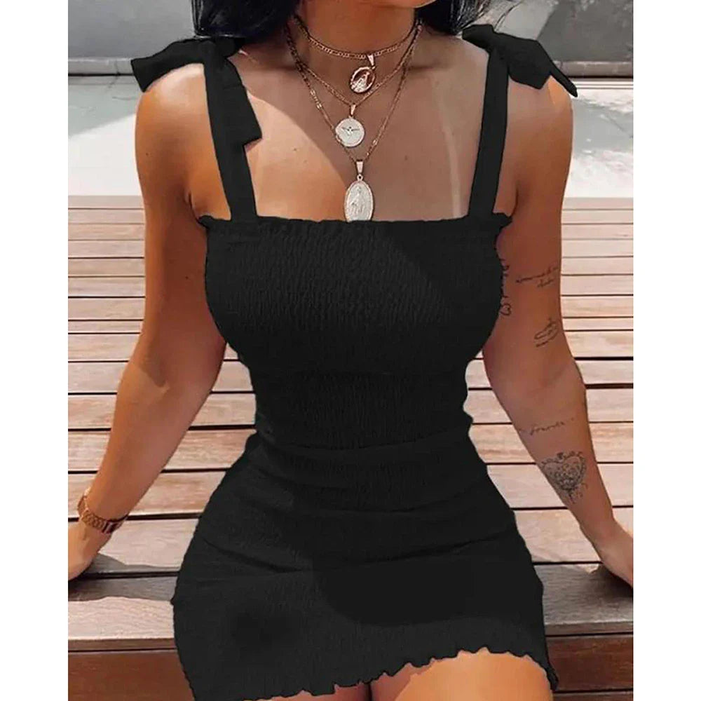 LVSANW Floral Tight Camisole Dress For Women 2024 Spring Summer Beach  Female Clothing Sexy Club Mini Skirt Vestidos Casual Short Dress