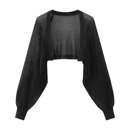 LVSANW French Ice Silk Knitted Sun-Proof Cardigan Top Women's Summer Thin Jacket Waistcoat Suspender Skirt Shawl Outer Match Blouse