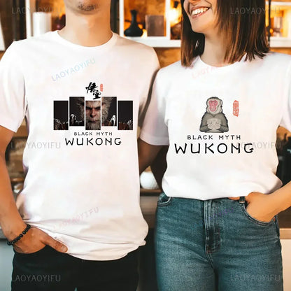 LVSANW Funny T Shirt Game Black Myth Wukong Monkey Humor Print Tops Men Clothing Women Shirt Unisex Graphic Cotton Tee Ropa Hombre