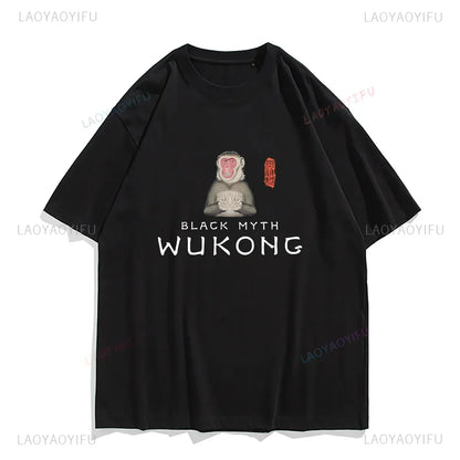 LVSANW Funny T Shirt Game Black Myth Wukong Monkey Humor Print Tops Men Clothing Women Shirt Unisex Graphic Cotton Tee Ropa Hombre