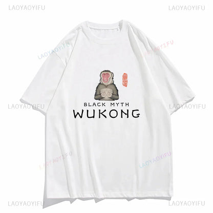 LVSANW Funny T Shirt Game Black Myth Wukong Monkey Humor Print Tops Men Clothing Women Shirt Unisex Graphic Cotton Tee Ropa Hombre