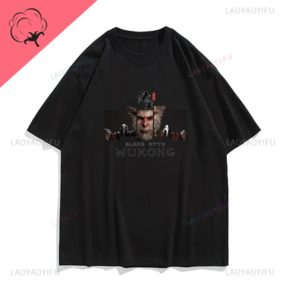 LVSANW Funny T Shirt Game Black Myth Wukong Monkey Humor Print Tops Men Clothing Women Shirt Unisex Graphic Cotton Tee Ropa Hombre