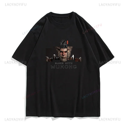 LVSANW Funny T Shirt Game Black Myth Wukong Monkey Humor Print Tops Men Clothing Women Shirt Unisex Graphic Cotton Tee Ropa Hombre