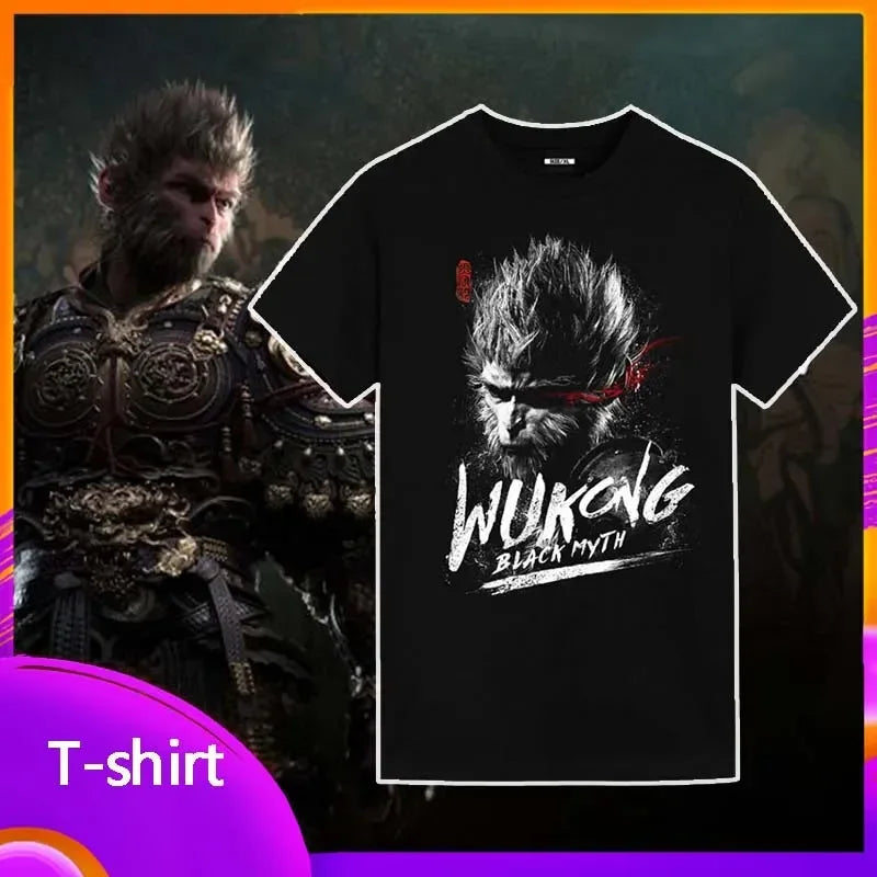 LVSANW Game Black Myth Wukong Print T-shirt Summer Cotton Short Sleeve Top Casual Fashion Round Neck Outdoor Clothing Youth Men Clothes