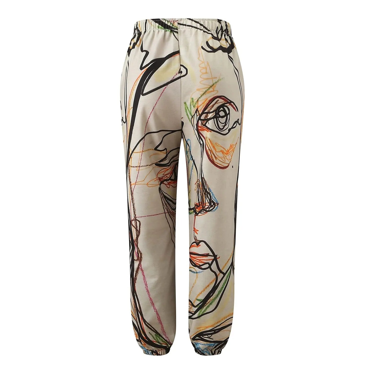 LVSANW Graffiti Face Art Print Harem Pants Casual High Waist Elastic Long Length Pants With Pockets Women Fashion Sweatpants