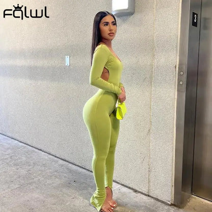 LVSANW Habbris Summer Sexy Jumpsuit Women 2024 Backless Rompers Womens Jumpsuit White Green One Piece Outfits Bodycon Jumpsuits Female