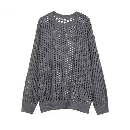 LVSANW Harajuku Women Pullovers 2025 Ropa Mujer Y2k Clothing Fashion Hollow Out Knitting Sweater Loose Casual See Throught Jumper Tops