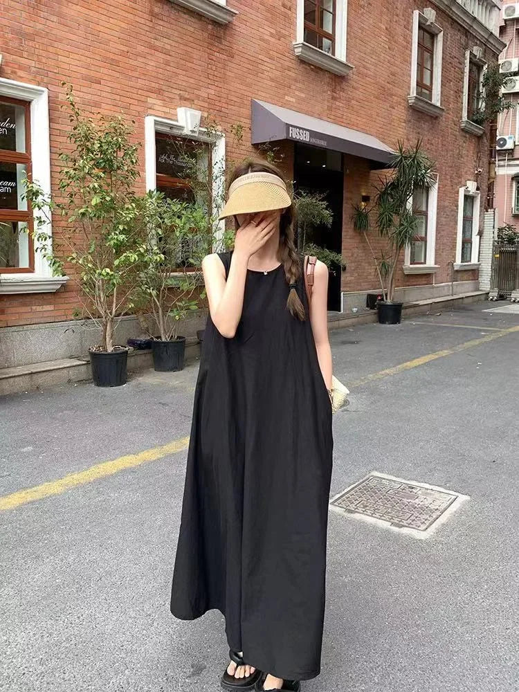 LVSANW Hebon Fashion Slimming Long Dress 2024 Summer High-end Feel Slimming Sleeveless Vest Dress Women's Backless Hollow Out Skirt