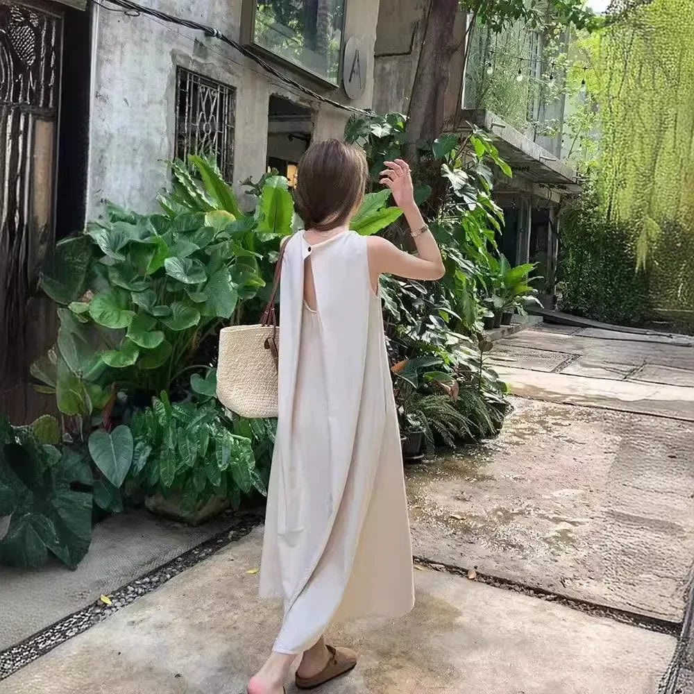 LVSANW Hebon Fashion Slimming Long Dress 2024 Summer High-end Feel Slimming Sleeveless Vest Dress Women's Backless Hollow Out Skirt