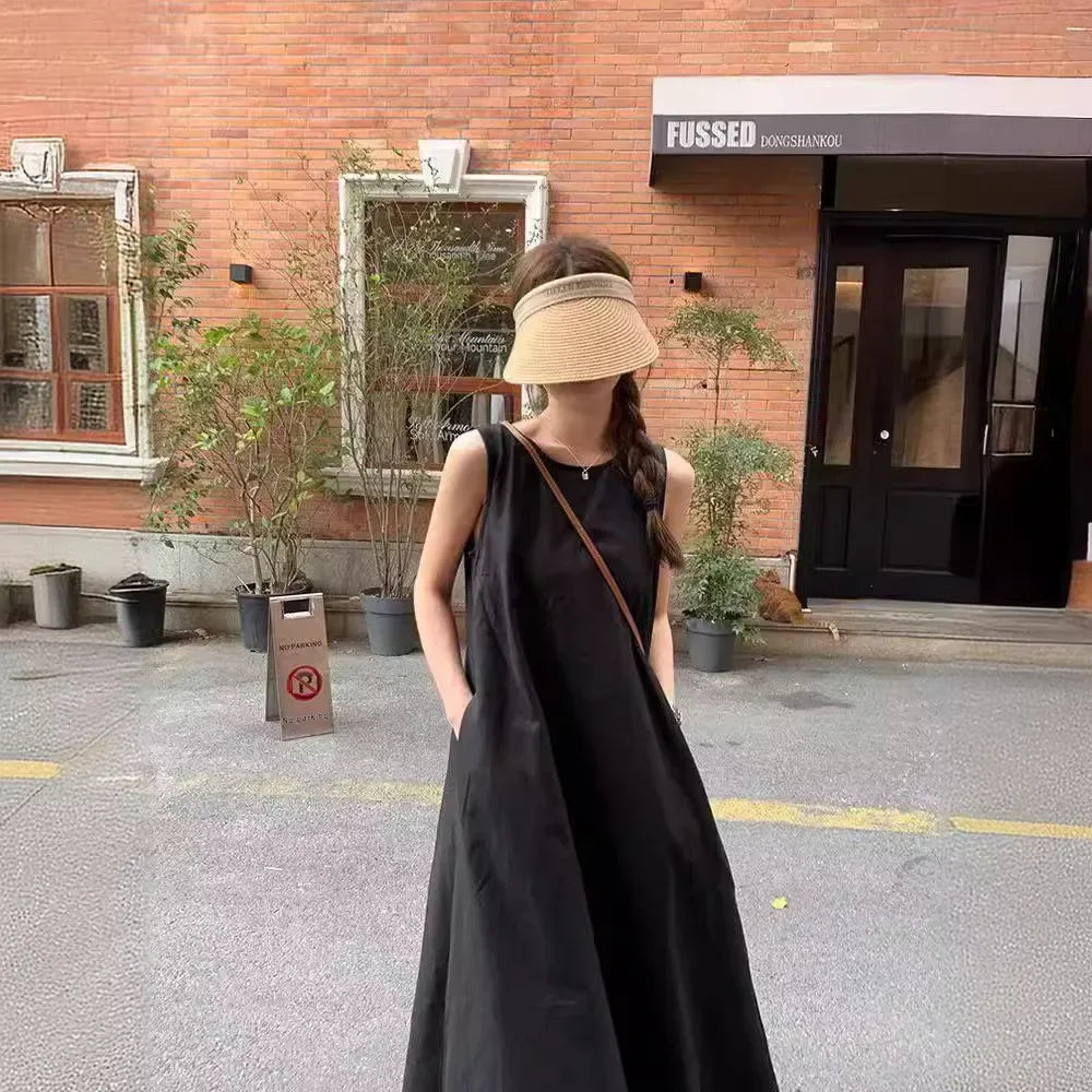 LVSANW Hebon Fashion Slimming Long Dress 2024 Summer High-end Feel Slimming Sleeveless Vest Dress Women's Backless Hollow Out Skirt