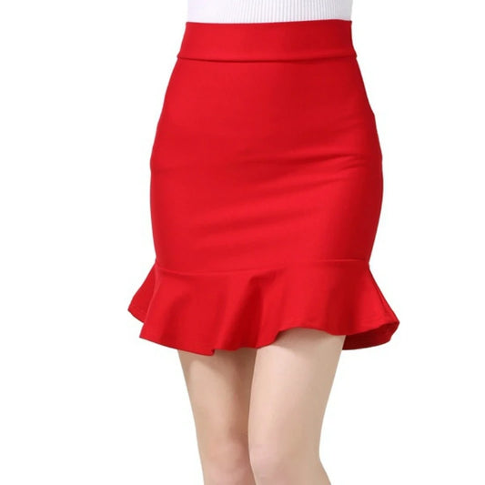 LVSANW High Elastic Nylon Cotton Women New High Waist Package Hip Slim Fishtail Pencil Skirt Plus Size S-5XL