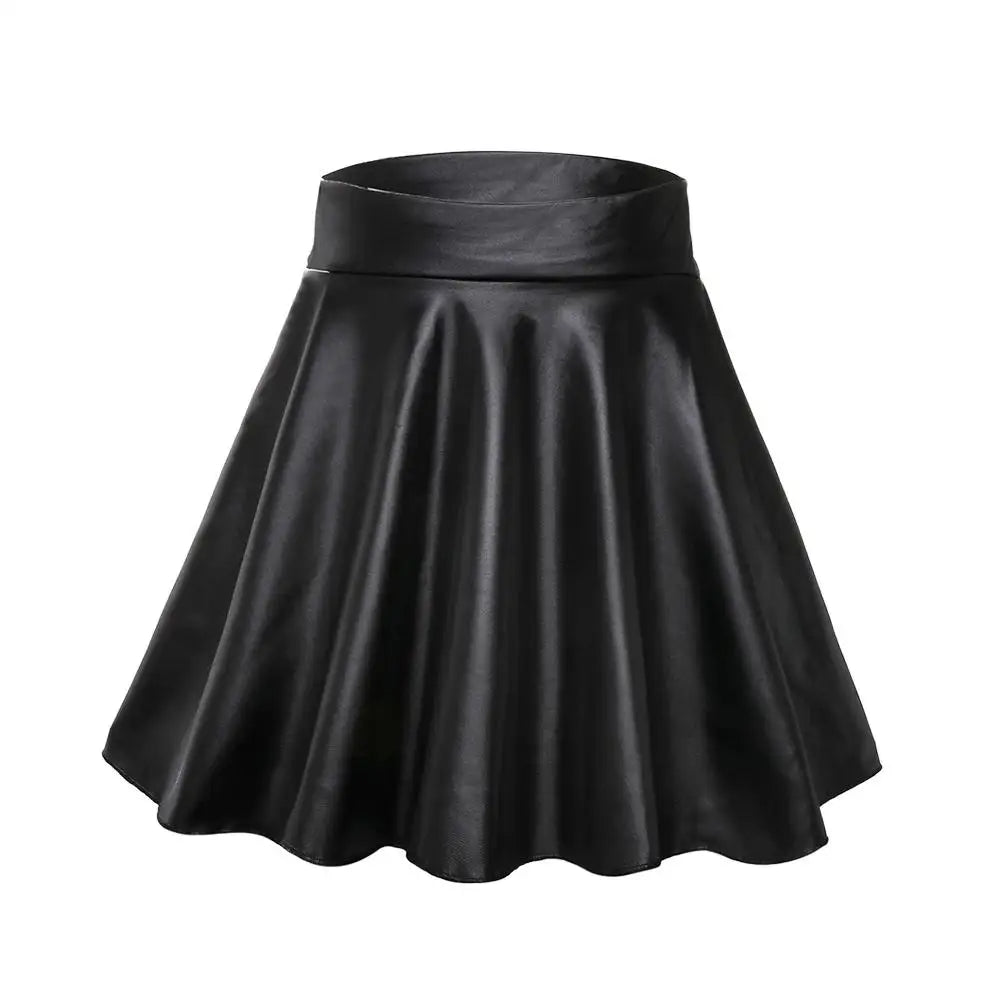 LVSANW High Waist Elastic Mini Short Skirt Women Faux Leather Skirts