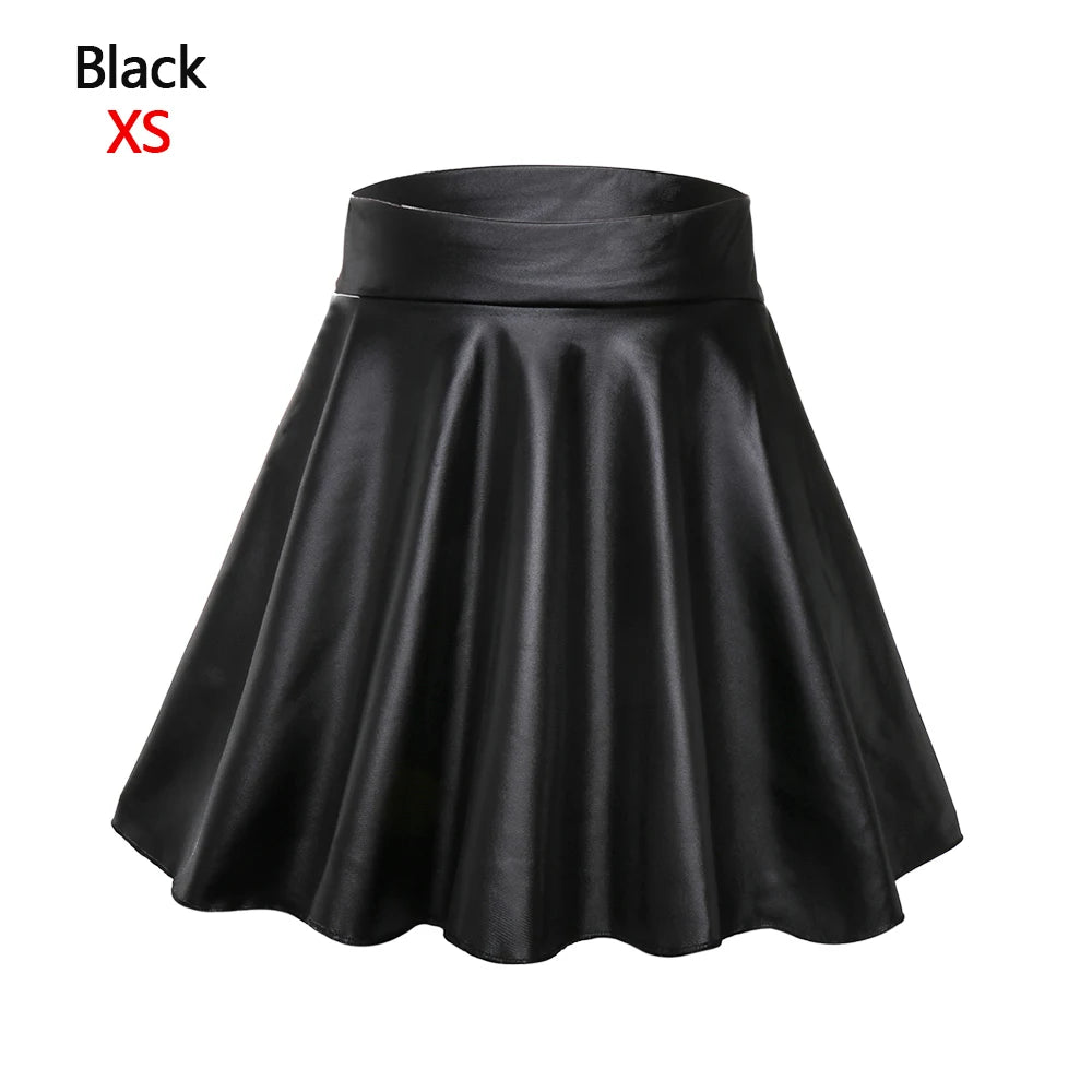 LVSANW High Waist Elastic Mini Short Skirt Women Faux Leather Skirts