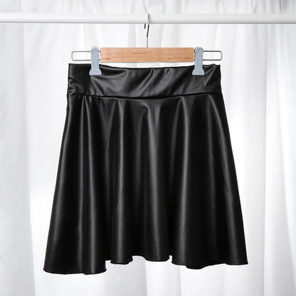 LVSANW High Waist Elastic Mini Short Skirt Women Faux Leather Skirts