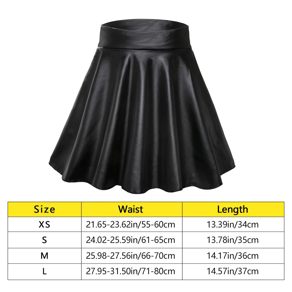 LVSANW High Waist Elastic Mini Short Skirt Women Faux Leather Skirts