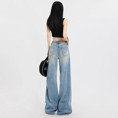 LVSANW High Waisted Jeans Women Streetwear Denim Pants 2024 Y2k Wide Leg Pants Casual Trousers Korean Style Fashion Straight Jeans