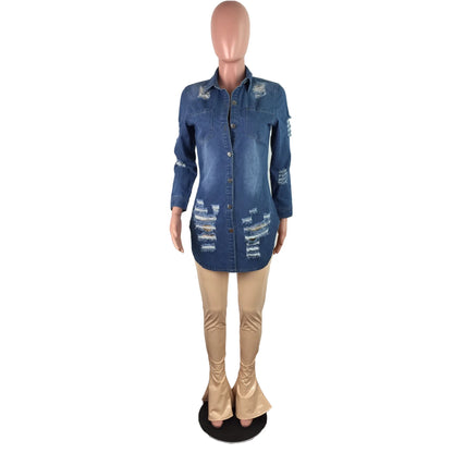 LVSANW Hole Distressed Sexy Skinny Denim Jacket for women