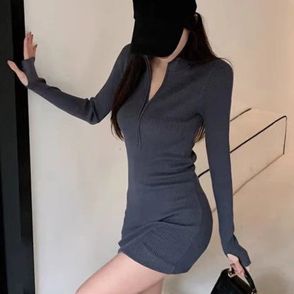 LVSANW Hot Girl Dress Female Knitting Autumn and Winter Stepmom Hip Tight Sexy Royal Sister Skirt Slim Inner Wear Suit