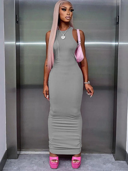 LVSANW Hugcitar Ribbed Sexy Y2K Clothes Sleeveless Bodycon Maxi Dresses For Women Club Birthday Party Streetwear Elegant Outfits