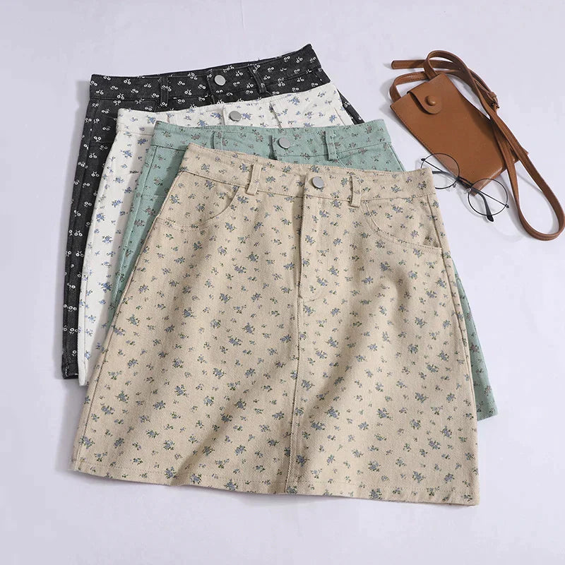 LVSANW ITOOLIN Women Polka Dot Preppy Denim Short Skirts High Waist Office A-line Skirt Women Package Hip Bodycon Mini Skirts 2024