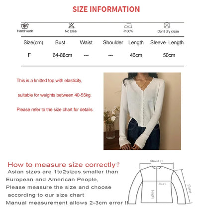 LVSANW ITOOLIN Women Ruffles Long Sleeve Thin Sweater V-Neck Single-breasted Knitwear Office Sweet Tops For Women 2024 Autumn