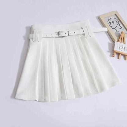 LVSANW ITOOLIN Women Skirts Grey Pleated Mini Skirts Preppy A-line Mini Wide Leg High Waist Harajuku Skirts For Women 2024 Summer