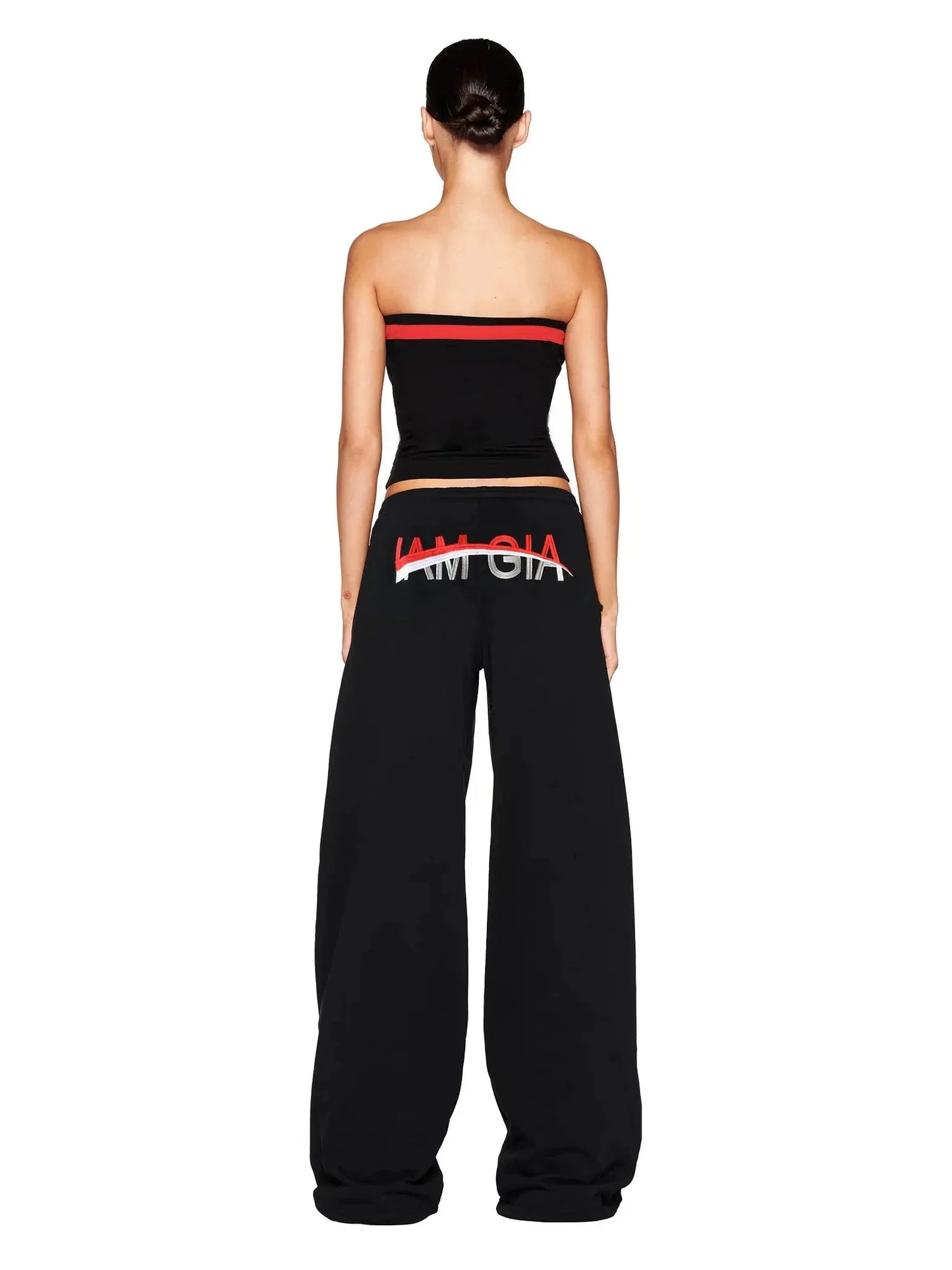 LVSANW Iamgia black and red strapless top straight leg pants Retro Spice tracksuit