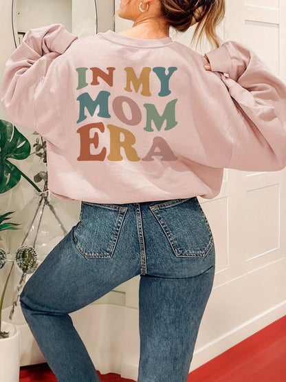 LVSANW In My Mom Era Letter Graphic Print Women's Hoodies Oversized Sweatshirts Hoodies For Women Clothing Casual Crop Neck Top Fashion