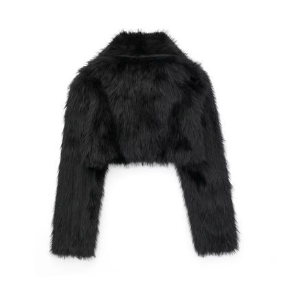 LVSANW Indefeir Women's Fashionable Artificial Fur Effect Short Jacket