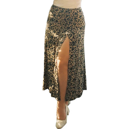 LVSANW Jocoo Jolee Elegant Leopard Floral Printing Long Skirt Women Sexy High Waist Split Midi Skirts Office Lady Bodycon A Line Skirts