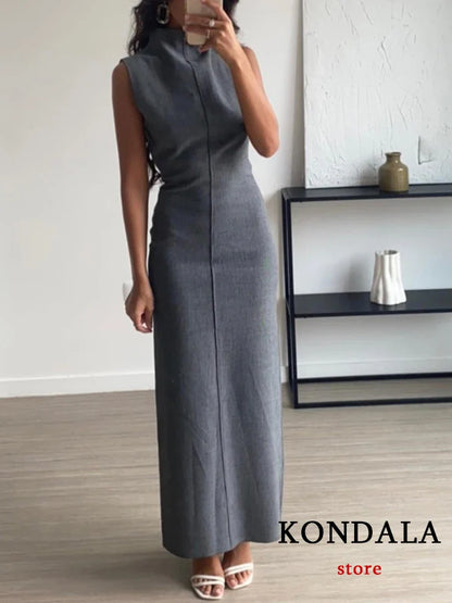 LVSANW KONDALA 2024 Pencil Long Party Dresses for Women 2024 Autumn Bodycon Dress Woman Sleeveless Dresses Women Winter Female Dress