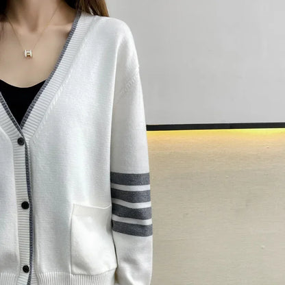 LVSANW Knit Cardigan Thin Sweater Spring Clothing Knitted Top Loose Casual V-Neck Women New Comfortable Soft Knitted Women Clothes 2025