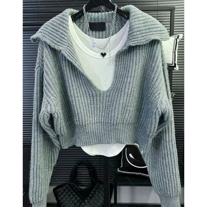 LVSANW Korean Style Women's Sweater Winter Elegant Matching Long Sleeve Top Chic Casual Pullover Solid Blouse Knitwear Jumper Y2K Top