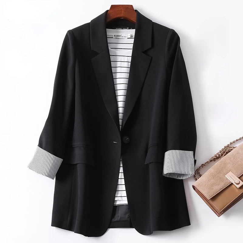 LVSANW Ladies Long Sleeve Spring Casual Blazer 2024 New Fashion Business Plaid Suits Women Work Office Blazer Women Coats  Woman Jacket